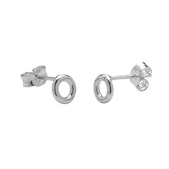 Open Circle Earstuds 6mm w/Scrolls Sterling Silver