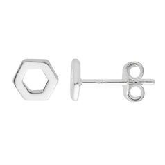 Open Hexagon Earstud Sterling Silver