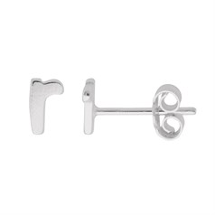 Lowercase Alphabet Letter r Earstud with Scroll (SINGLE) Sterling Silver