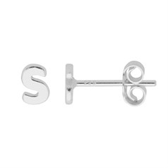 Lowercase Alphabet Letter s Earstud with Scroll (SINGLE) Sterling Silver