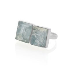 Rough Aquamarine 2 Stone Adjustable Ring Sterling Silver