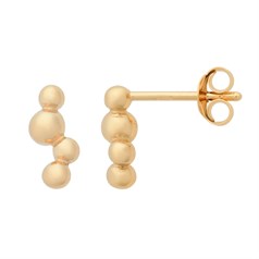 Wiggle 4 Ball Earstuds with Scrolls Gold Plated Sterling Silver Vermeil