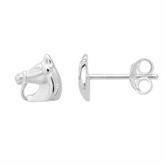 Horse's Head Earstuds with Scrolls LEFT & RIGHT Sterling Silver