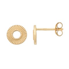 Sunburst Open Circle Earstuds with Scrolls Gold Plated Sterling Silver Vermeil