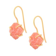 10mm Rough Carnelian Diamond Claw Hook Earrings Gold Plated Sterling Silver Vermeil