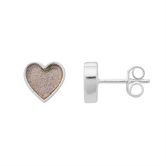 Smokey Quartz Heart Earstuds with Scrolls Sterling Silver