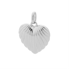 Scalloped Puff Heart Pendant Sterling Silver