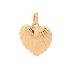 Scalloped Puff Heart Pendant Gold Plated Sterling Silver Vermeil