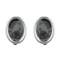 Earclip with 18x13mm Plain Smooth Border Cup for Cabochon Silver Plated