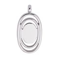 Bands Oval Pendant with 18x13mm Pad for Cabochon Silver Plated