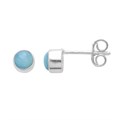 Larimar 6mm Earstud Sterling Silver