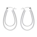 Double U Shape 28mm Hinged Earhoop Sterling Silver