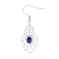 Lapis Peacock Feather Earrings Sterling Silver