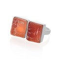 Rough Carnelian 2 Stone Adjustable Ring Sterling Silver