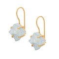 10mm Rough Aquamarine Diamond Claw Hook Earrings Gold Plated Sterling Silver Vermeil